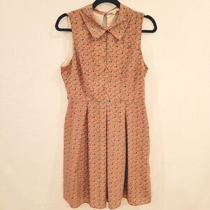 Monteau blue elephant print key hole dress with front and back collar size M-XL